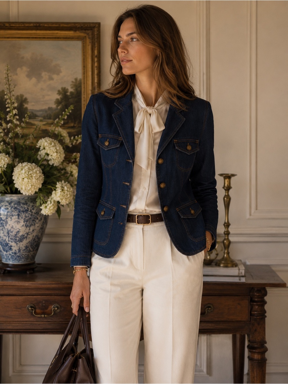 Northern Reflections • Structured Denim Utility Blazer • Cotton • Large